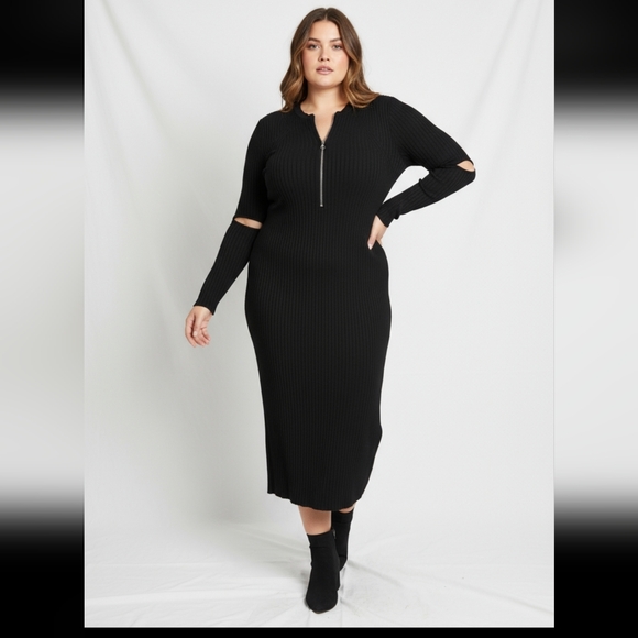 NWOT City Chic Black Ribbed Midi Dress Sz Xs (14) - Picture 1 of 3
